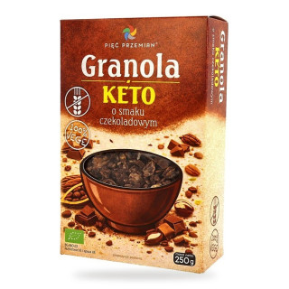 Granola Czekoladowa Keto Bez Dodatku Cukrów Bezglutenowa BIO 250 g - Pięć Przemian
