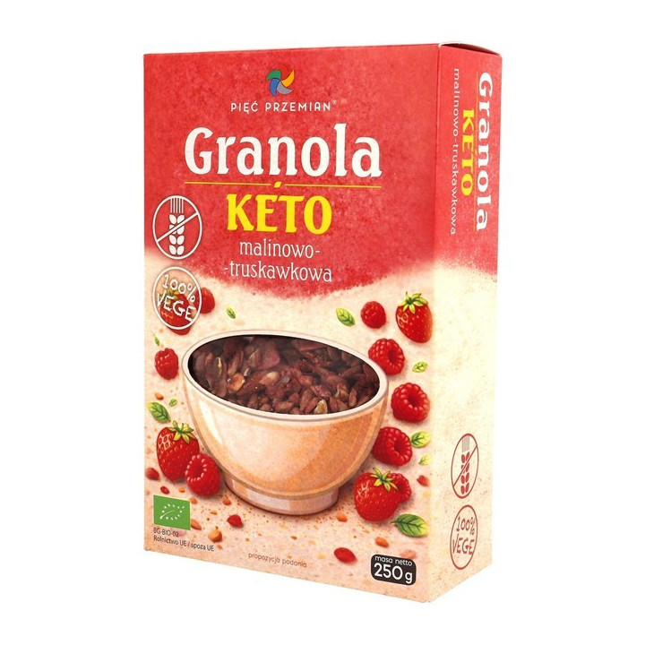 Granola Malinowo - Truskawkowa bez | PIĘĆ PRZEMIAN - Ekochatka