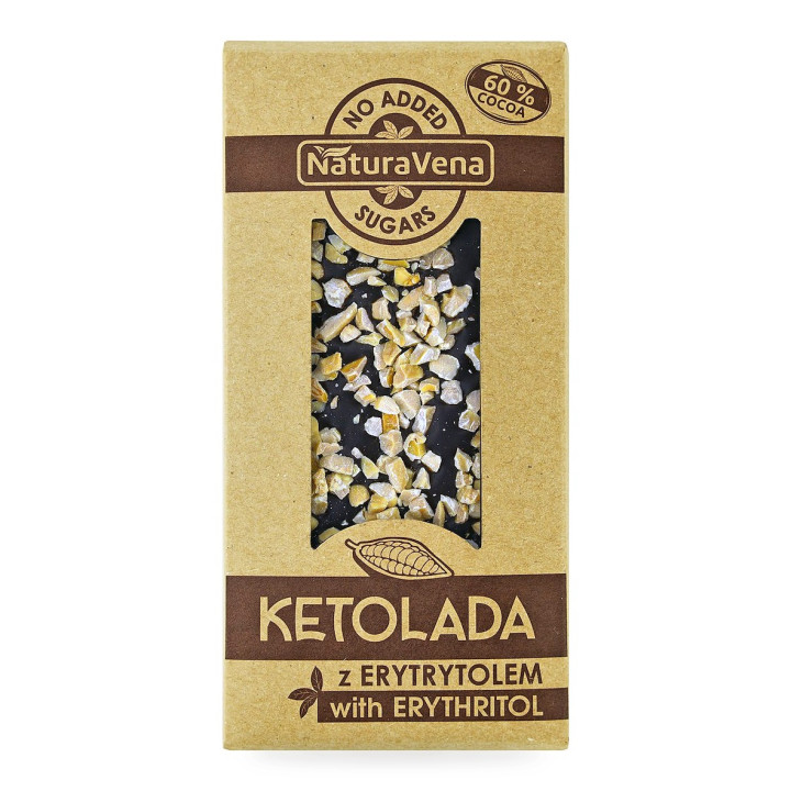 Czekolada Gorzka 60% z Migdałami Ketolada Wegańska Bez Cukru 100 g - Naturavena
