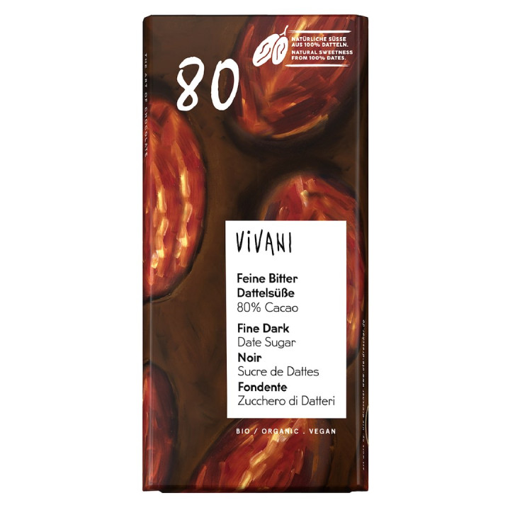 Tabliczka Kakaowa Słodzona Daktylami BIO 80 g - | VIVANI - Ekochatka