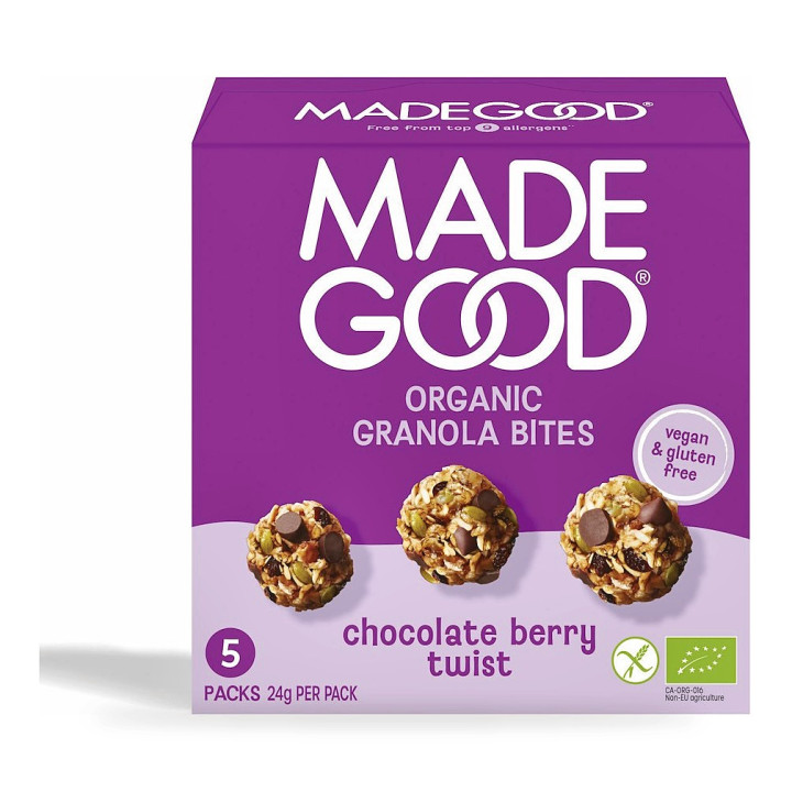 Granola Bites z Czekoladą Berry Twist Bezglutenowe BIO 120 g - Madegood