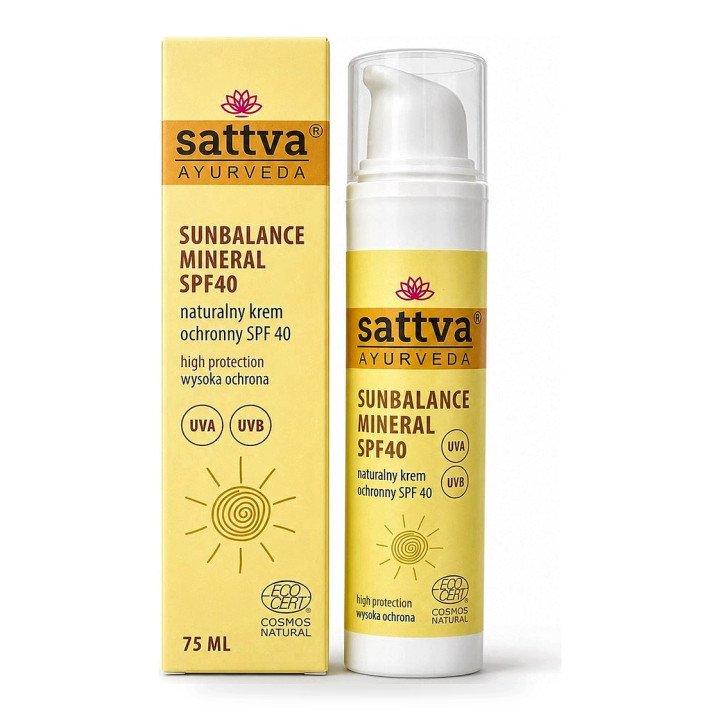 Krem Przeciwsłoneczny Mineralny SPF 40 Sunbalance Wegański 75 ml - Sattva