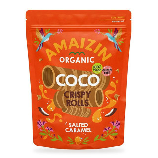 Rurki Waflowe Kokosowe o Smaku Słony Karmel Bezglutenowe BIO 140 g - Amaizin