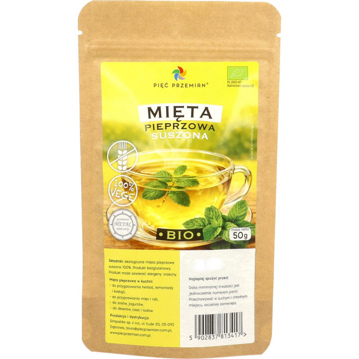 Herbatka z Mięty Pieprzowej Bezglutenowa | PIĘĆ PRZEMIAN - Ekochatka