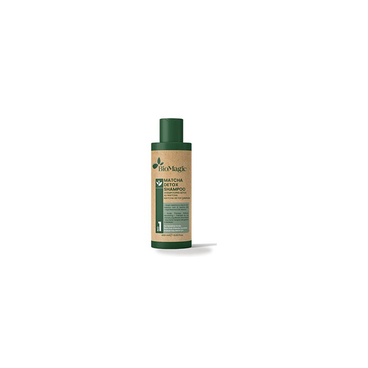 Szampon do Wrażliwej Skóry Głowy Detox z Matchą Wegański 400 ml - Biomagic