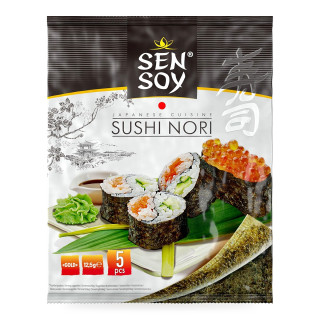 Algi Nori Prażone do Sushi Bezglutenowe 5 szt. 12,5 g - Sen Soy