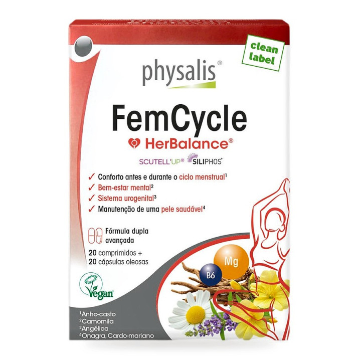Suplement na Cykl Menstruacyjny FemCycle 20 Tabletek + 20 Kapsułek Wegański 45 g - Physalis