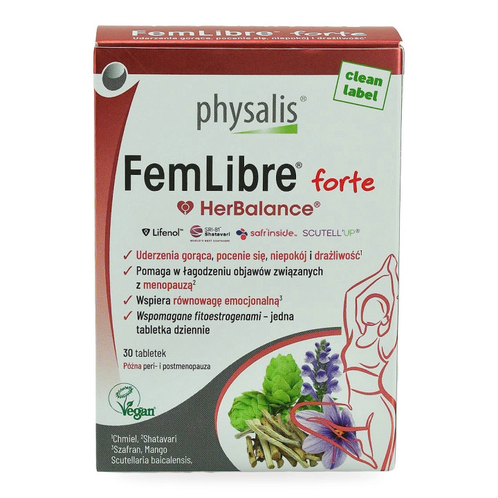Tabletki na Menopauzę FemLibre Forte Wegańskie 30 szt. - Physalis