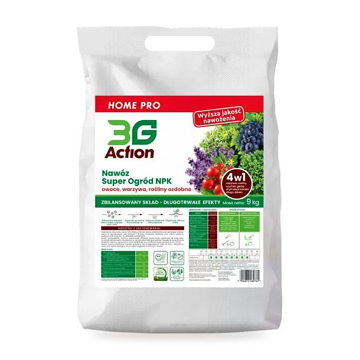 Nawóz do Owoców, Warzyw i Roślin Ozdobnych 4w1 ECO 9 kg - 3G Action