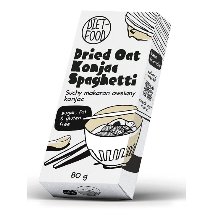 Makaron Konjac Spaghetti z Mąką Owsianą Bezglutenowy 80 g - Diet-Food