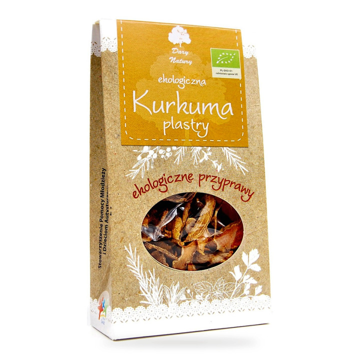 Kurkuma Plastry Suszone BIO 30 g - Dary Natury - Ekochatka