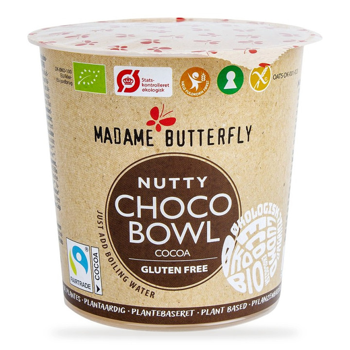 Owsianka Błyskawiczna Czekoladowa z Orzechami Laskowymi Bezglutenowa BIO 55 g - Madame Butterfly