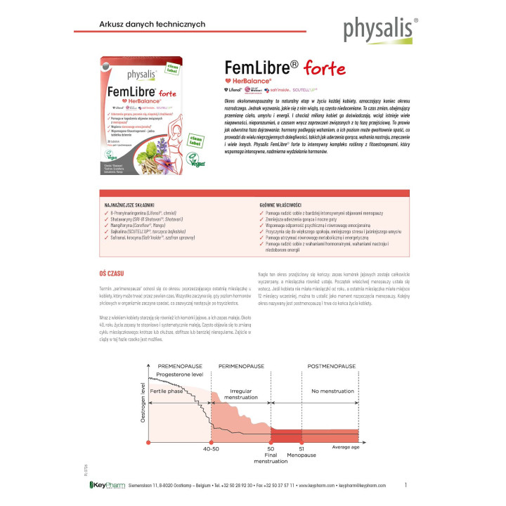 Tabletki na Menopauzę FemLibre Forte Wegańskie 30 szt. - Physalis