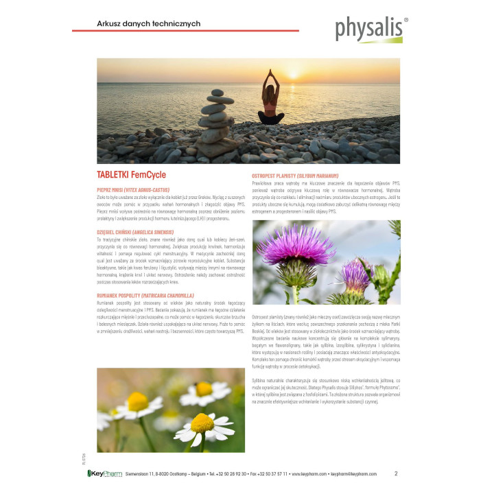 Suplement na Cykl Menstruacyjny FemCycle 20 Tabletek + 20 Kapsułek Wegański 45 g - Physalis