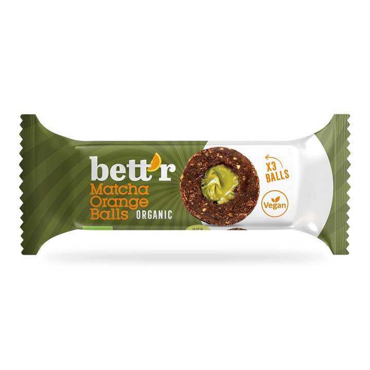 Kulki Daktylowe z Nadzieniem Matcha i Pomarańczą Bezglutenowe BIO 45 g - Bett'r