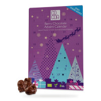 Kalendarz Adwentowy z Czekolady Jagodowej z Witaminą C z Aceroli bez Dodatku Cukrów BIO Wegański 180 g - Cocoa