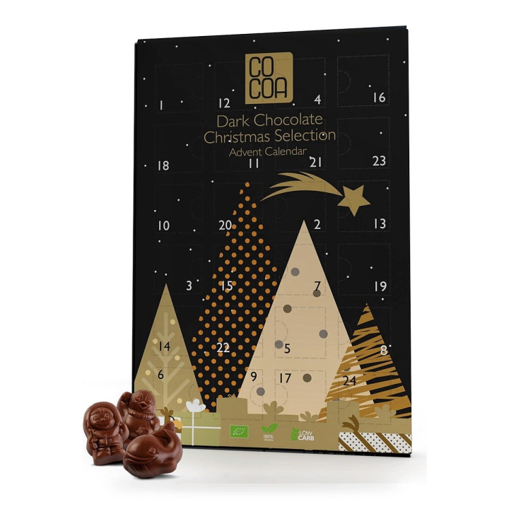 Kalendarz Adwentowy z Czekolady Ciemnej 70% BIO Wegański 180 g - Cocoa