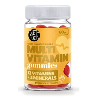 Żelki Truskawkowe Multiwitamina Wegańskie bez Dodatku Cukrów 60 szt. 210 g - Diet-food