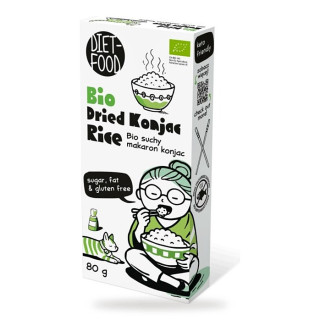 Makaron Konjac Suchy w Kształcie Ryżu Bezglutenowy BIO 80 g - Diet-food
