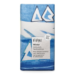 Czekolada Mleczna Zimowa BIO z Ciasteczkami Korzennymi 100 g - Vivani