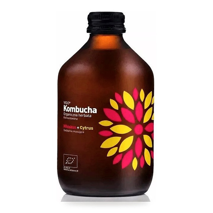 Kombucha Hibiskus i Cytrusy Bezglutenowa BIO 330 ml - Vigo - Ekochatka