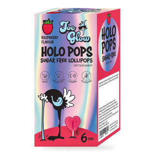 Lizak Holo Pops Malinowy bez Cukru z Witaminą C i D Bezglutenowy 36 g - Joe Glow