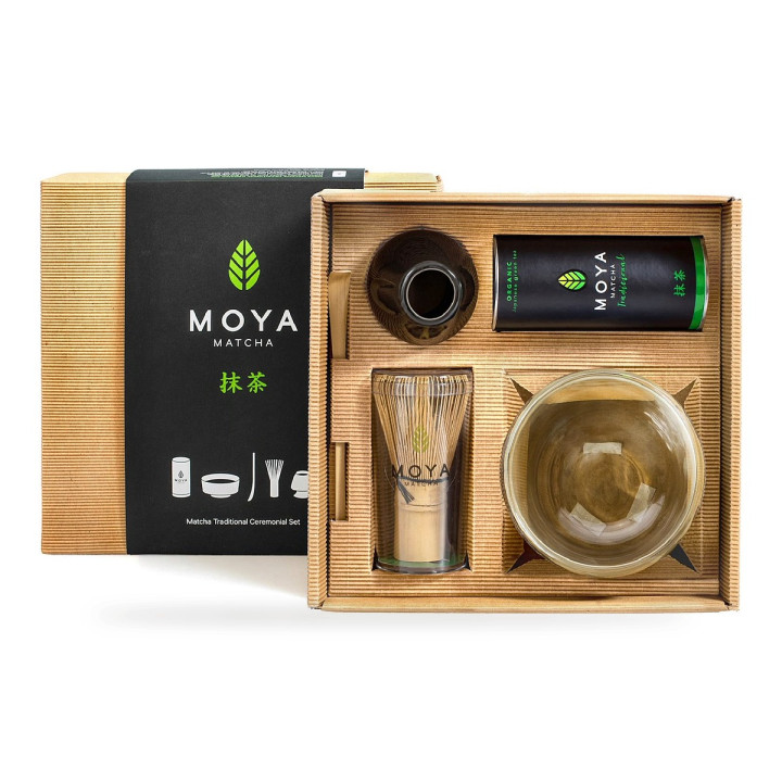 Zestaw Ceremonialny do Matchy ze Szklaną Czarką BIO 30 g - Moya Matcha