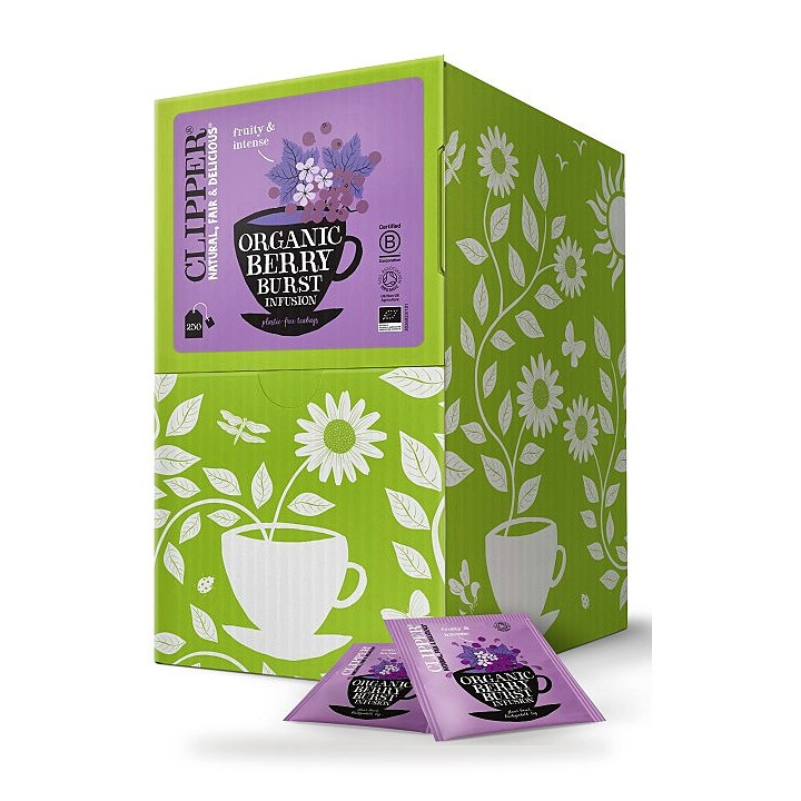 Herbatka Ziołowo-Owocowa Czarna Porzeczka i Malina BIO 625 g (250 x 2,5 g) - Clipper