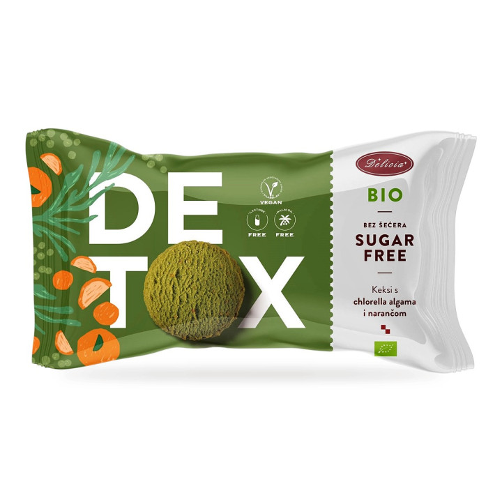 Ciastka z Chlorellą i Skórką Pomarańczy BIO bez Cukru 34 g - Delicia