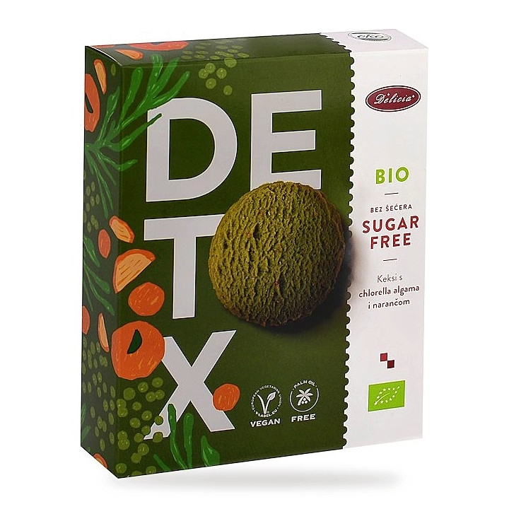 Ciastka z Chlorellą i Skórką Pomarańczy BIO bez Cukru 125 g - Delicia