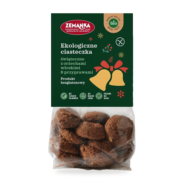 Ciastka Świąteczne Bezglutenowe z Orzechami Włoskimi i Przyprawami Korzennymi BIO 100 g - Zemanka
