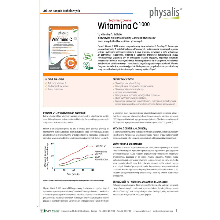 Witamina C 1000 mg PureWay-C Wegańska 30 Tabletek - Physalis