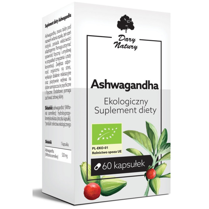 Ashwagandha BIO (520 mg) 60 Kapsułek | DARY NATURY - inne - Ekochatka
