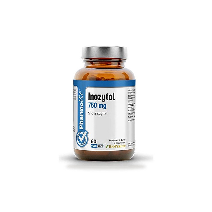 Inozytol 750 mg Bezglutenowy z Piperyną 60 Kapsułek - Pharmovit