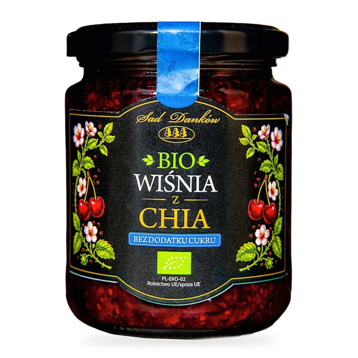 Wiśnia z Chia Konfitura bez Cukru BIO 240 g - Sad Danków - Ekochatka