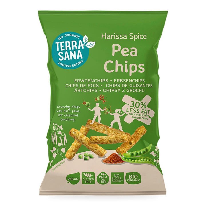 Chrupki z Grochu o Smaku Harissy Bezglutenowe BIO 75 g - Terrasana