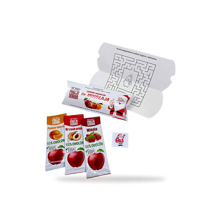 Owocowe Przekąski Mikołajkowe 3x16 g + Tatuaż - Porcja Dobra