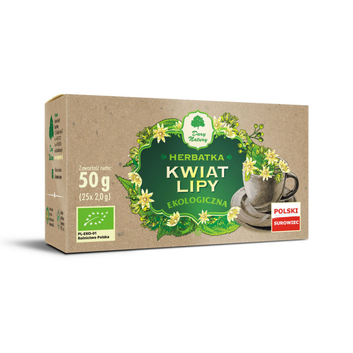 Herbatka Kwiat Lipy BIO (25x2g) 50g | DARY NATURY - herbatki - Ekochatka
