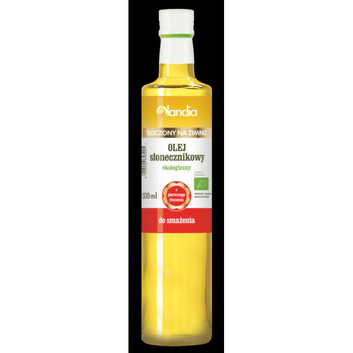 Olej Słonecznikowy do Smażenia Tłoczony na Zimno BIO 500ml | OLANDIA - Ekochatka