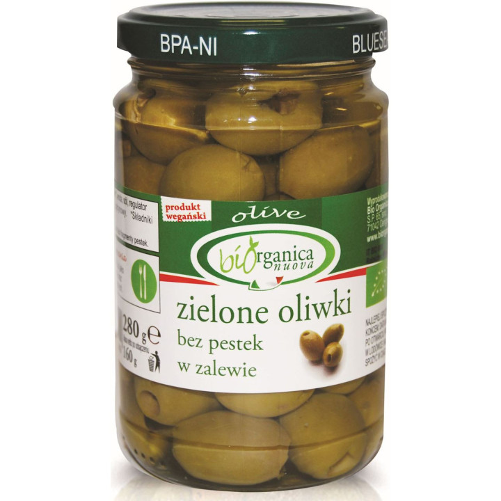 Oliwki Zielone bez Pestek w Zalewie BIO 280g (150g) (Słoik) | BIO ORGANICA ITALIA - Ekochatka