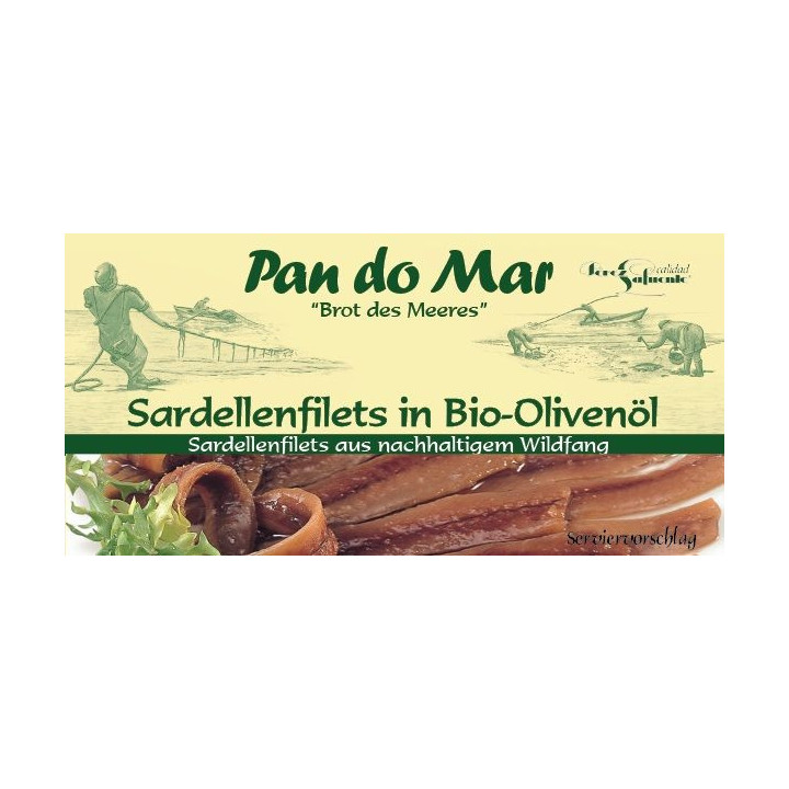 Anchois (Sardele) Filety w BIO Oliwie z Oliwek Extra Virgin 50g (30g) | PAN DO MAR - Ekochatka