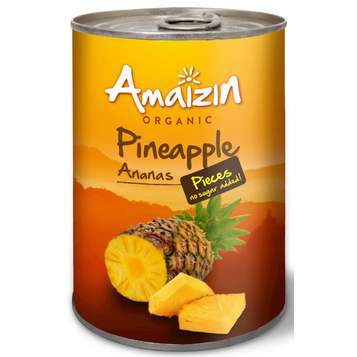 Ananas Kawałki w Soku Własnym BIO 400g (250g) | AMAIZIN - Ekochatka