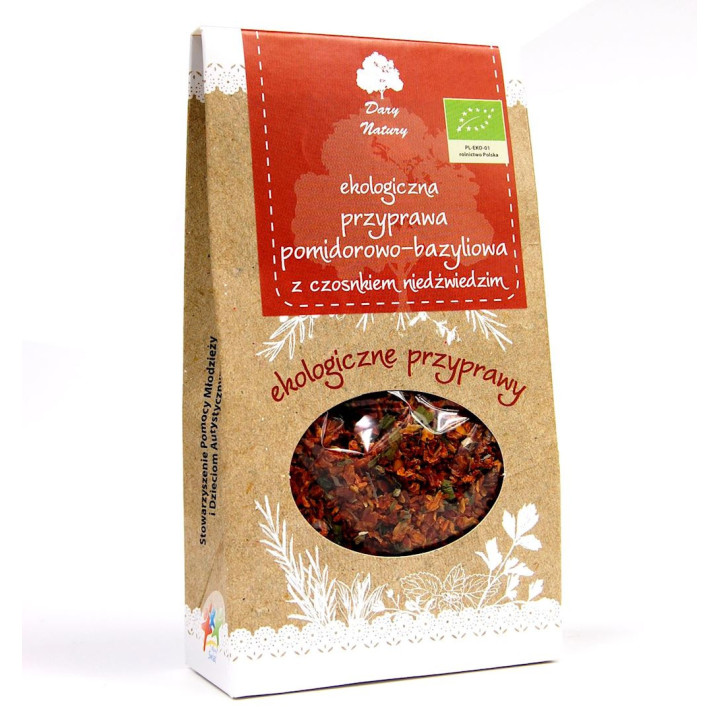 Przyprawa Pomidorowo Bazyliowa z Czosnkiem Niedźwiedzim BIO 40g | DARY NATURY - przyprawy i zioła - Ekochatka