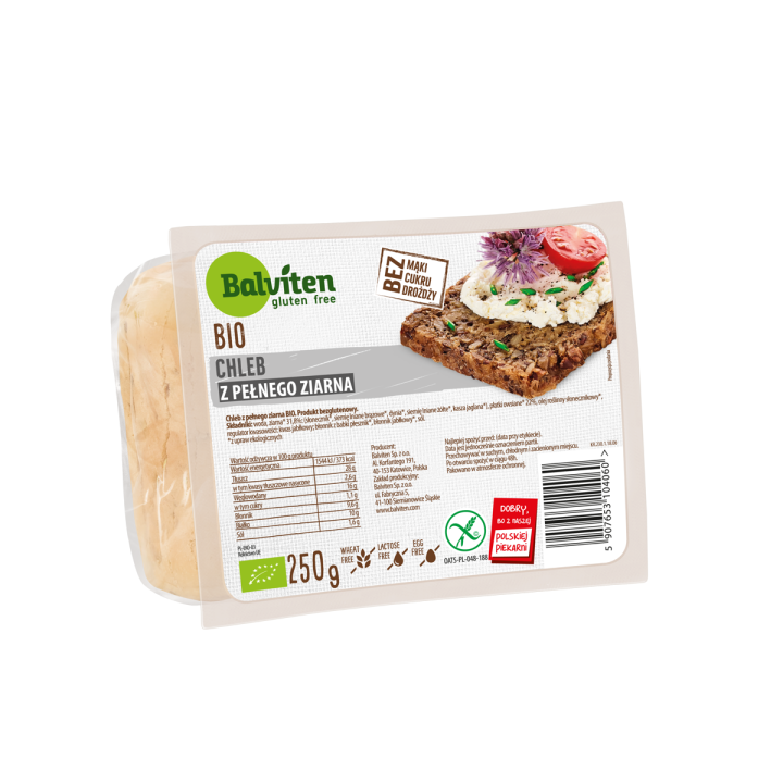 Chleb z Pełnego Ziarna Krojony Bezglutenowy BIO 250g | BALVITEN - Ekochatka