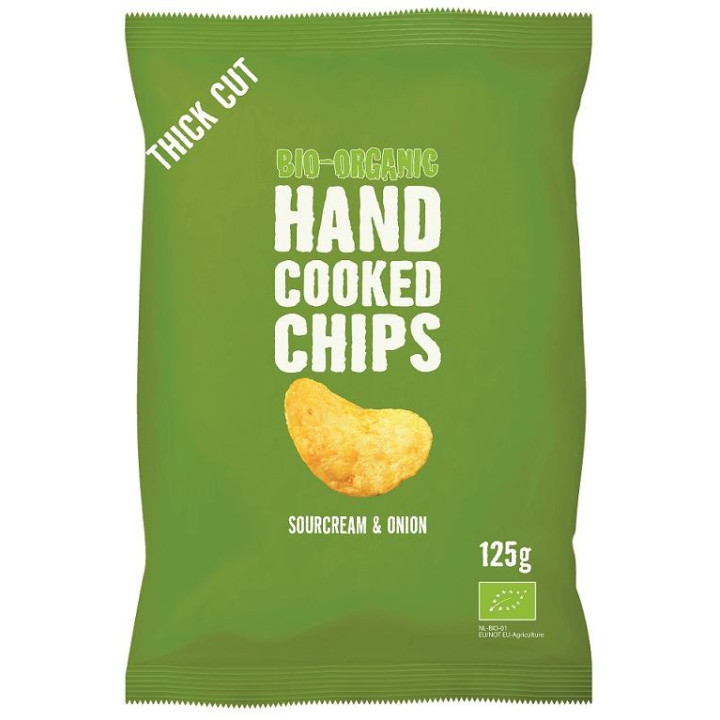 Chipsy Ziemniaczane Cienko Krojone o Smaku Śmietankowo Cebulowym Wegań | TRAFO - Ekochatka