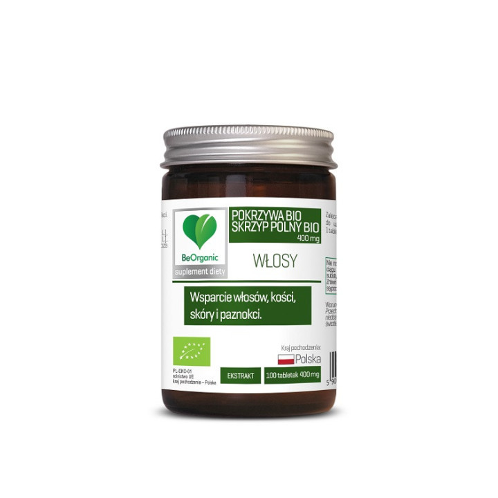 Skrzyp + Pokrzywa Ekstrakt BIO 100 Tabletek | BE ORGANIC - Ekochatka