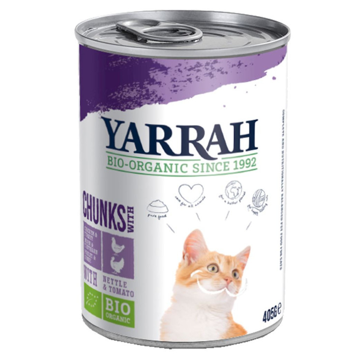 (Dla Kota Dorosłego) Kawałki Kurczaka i Indyka z Pomidorem i Pokrzywą  | YARRAH - Ekochatka