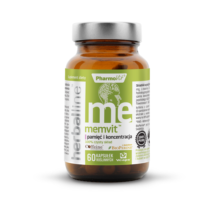 Kapsułki na Pamięć i Koncentrację (Memvit) Bezglutenowe 60szt. | PHARMOVIT - Ekochatka