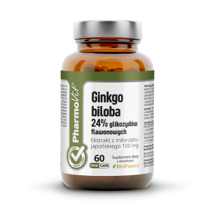 Miłorząb Japoński Ginkgo Biloba Ekstrakt (100 mg) Bezglutenowy 60 Kaps | PHARMOVIT - Ekochatka