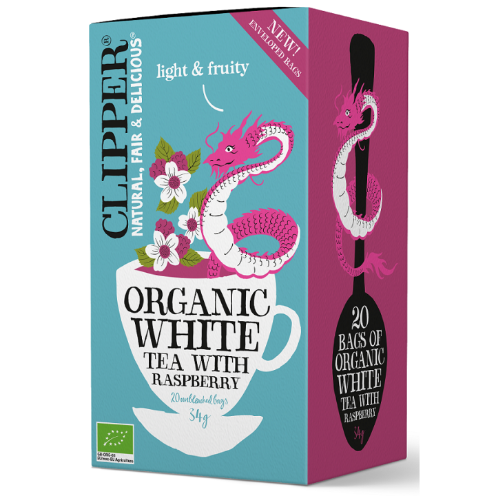 Herbata Biała z Maliną BIO (20x1,7g) 34g | CLIPPER - Ekochatka